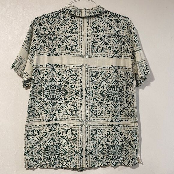 PacSun Green Bandana Print Button Down Shirt Men’s Medium – Short Sleeve Casual - Picture 2 of 9